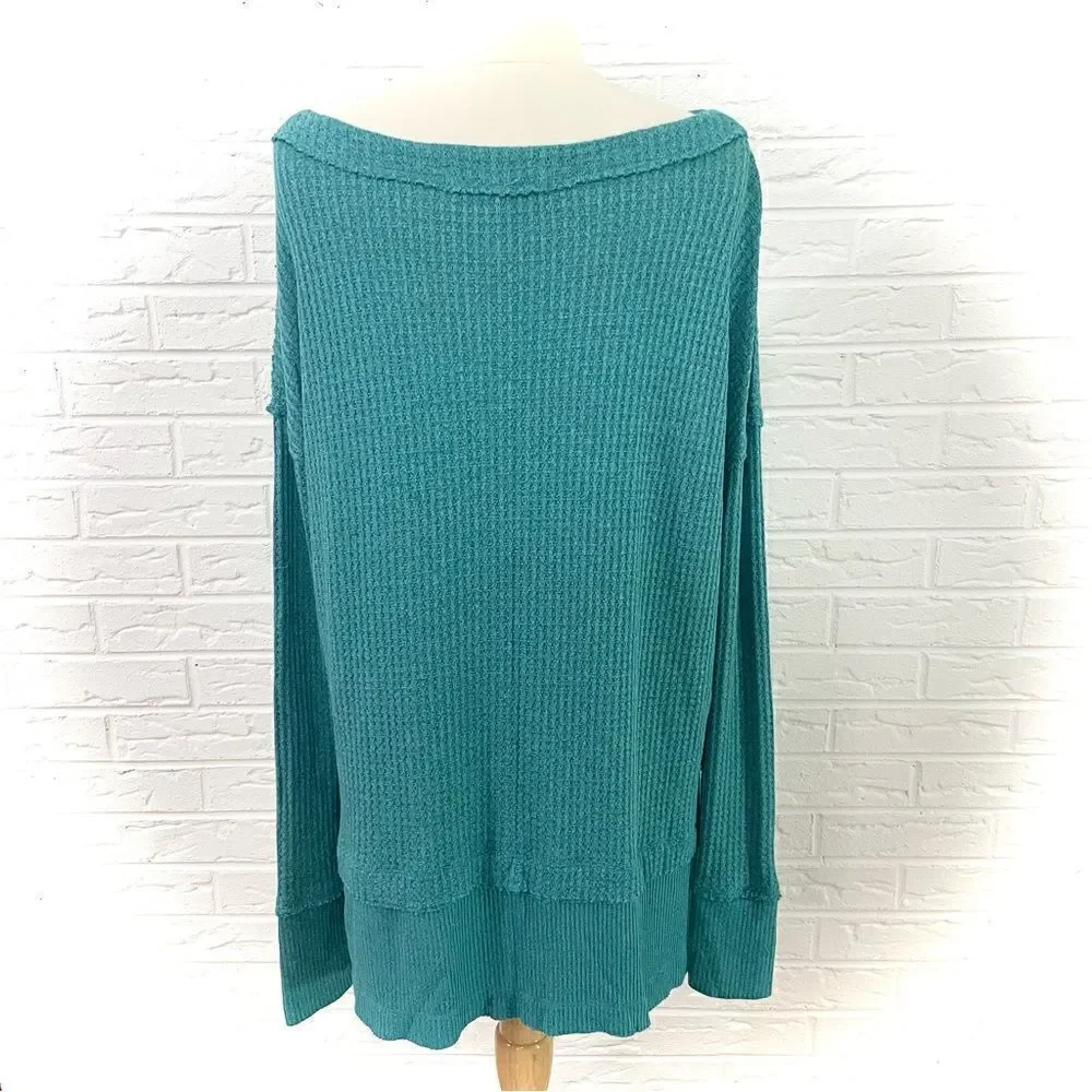 Free People We The Free Aqua North Shore Oversized Thermal Size XS